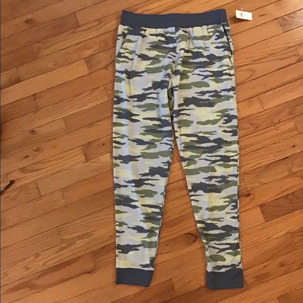 NWT BANANA REPUBLIC TERRY JOGGER CAMO GREEN GRAY LOUNGEWEAR W POCKETS - Picture 6 of 13